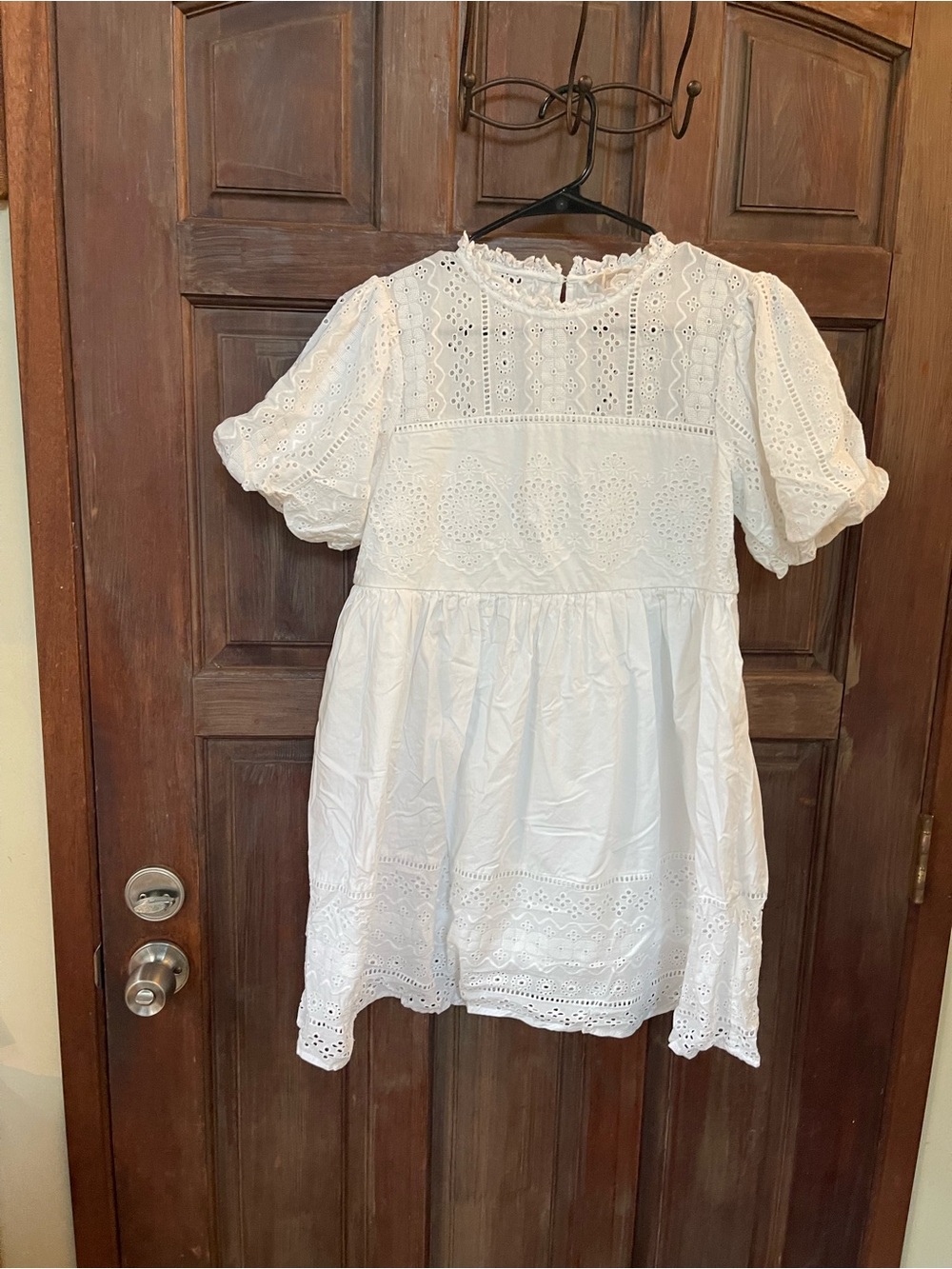 Forever that Girl White Eyelet Puff-Sleeve Baby Doll Dress by Anthropologie Size - Picture 5 of 8